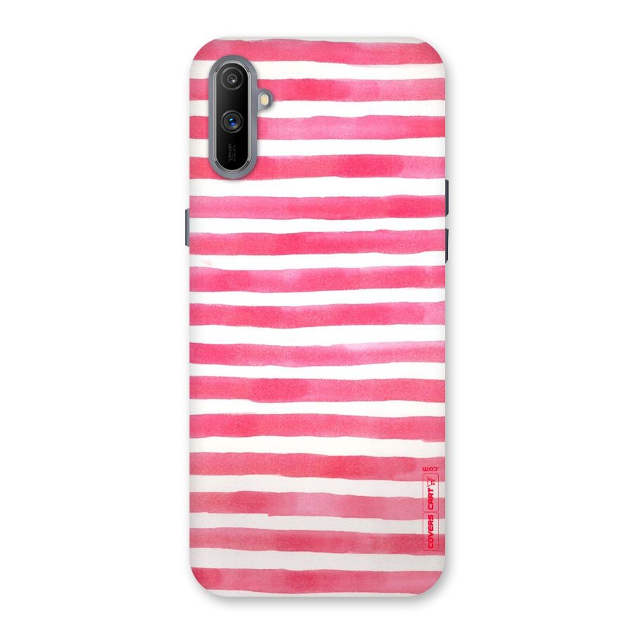 White And Pink Stripes Back Case for Realme C3