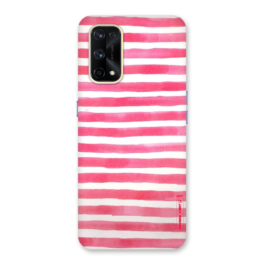 White And Pink Stripes Glass Back Case for Realme X7 Pro