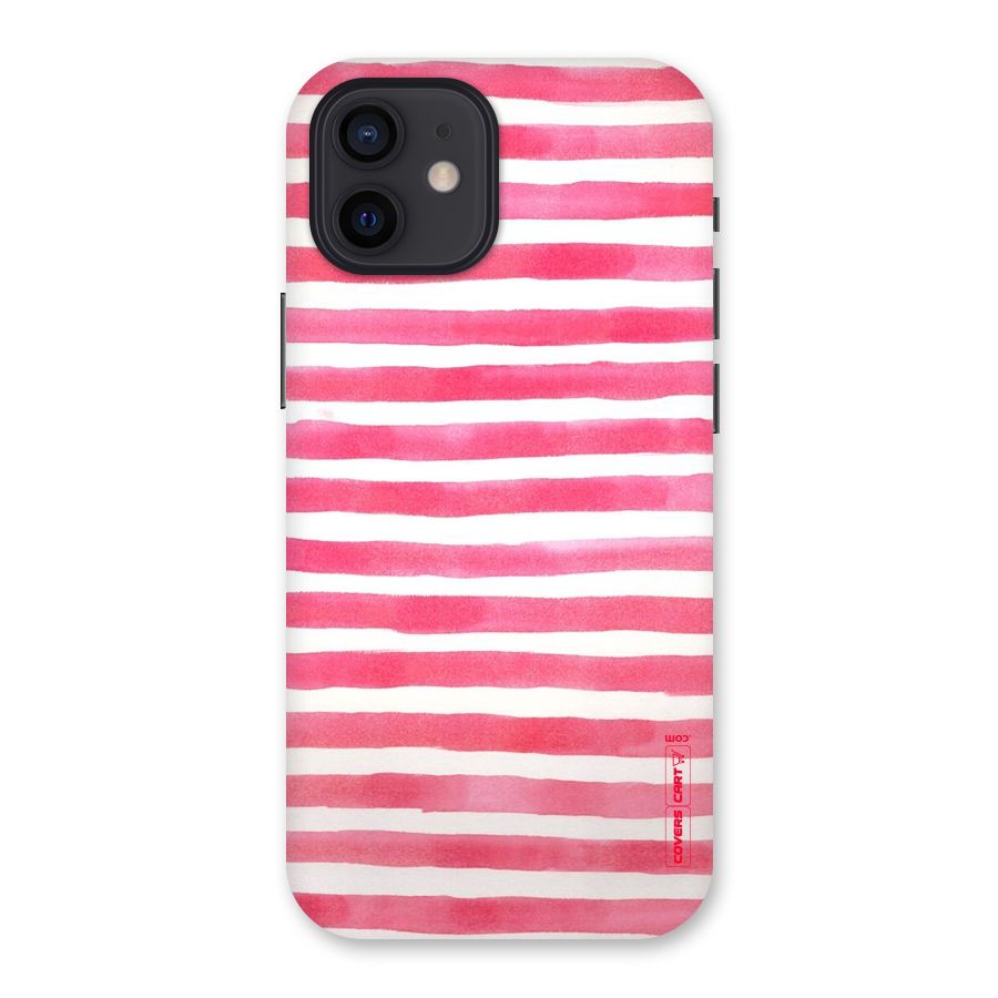 White And Pink Stripes Back Case for iPhone 12