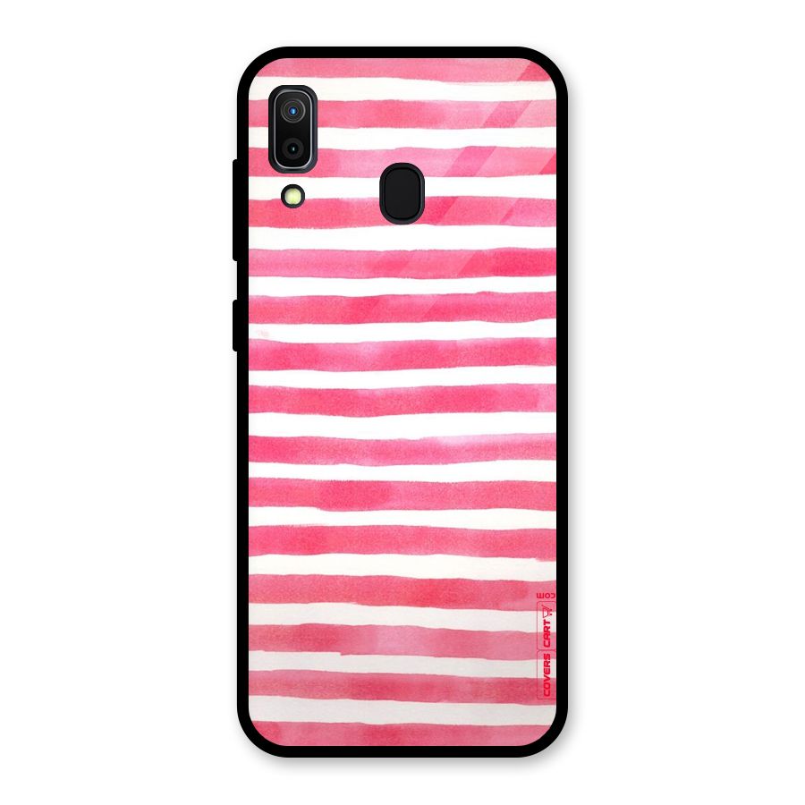 White And Pink Stripes Glass Back Case for Galaxy A30