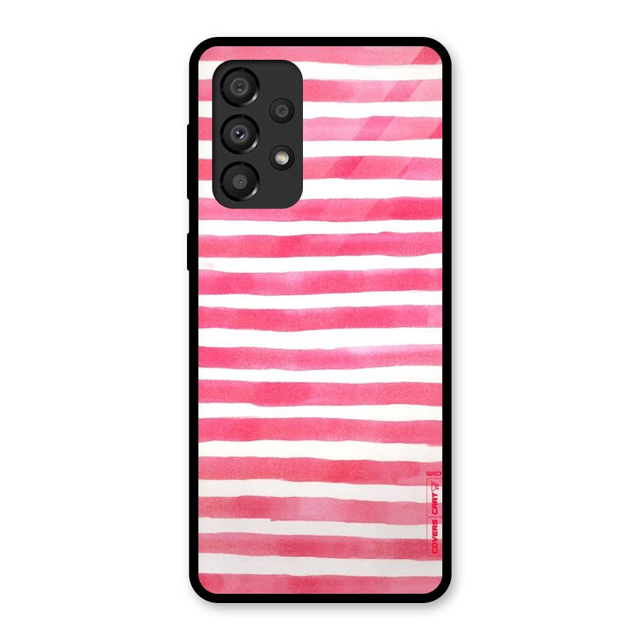 White And Pink Stripes Glass Back Case for Galaxy A33 5G