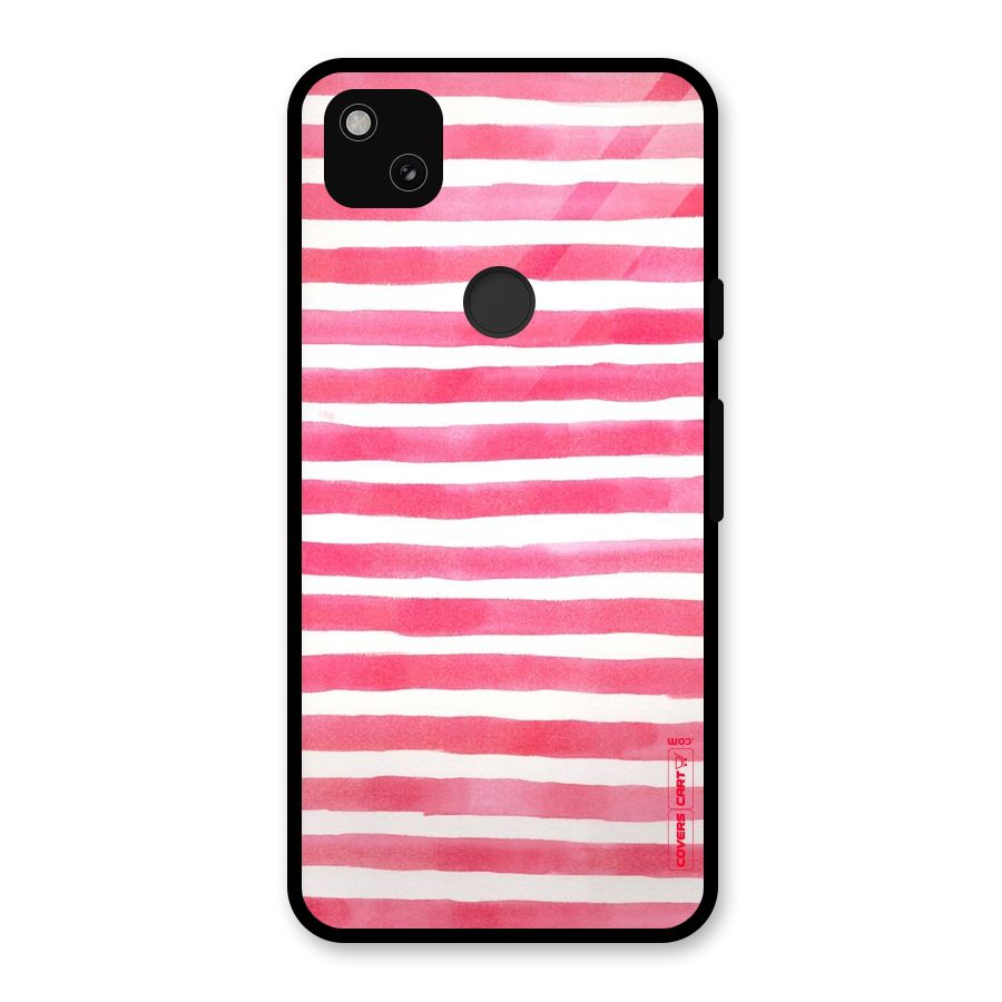 White And Pink Stripes Glass Back Case for Google Pixel 4a