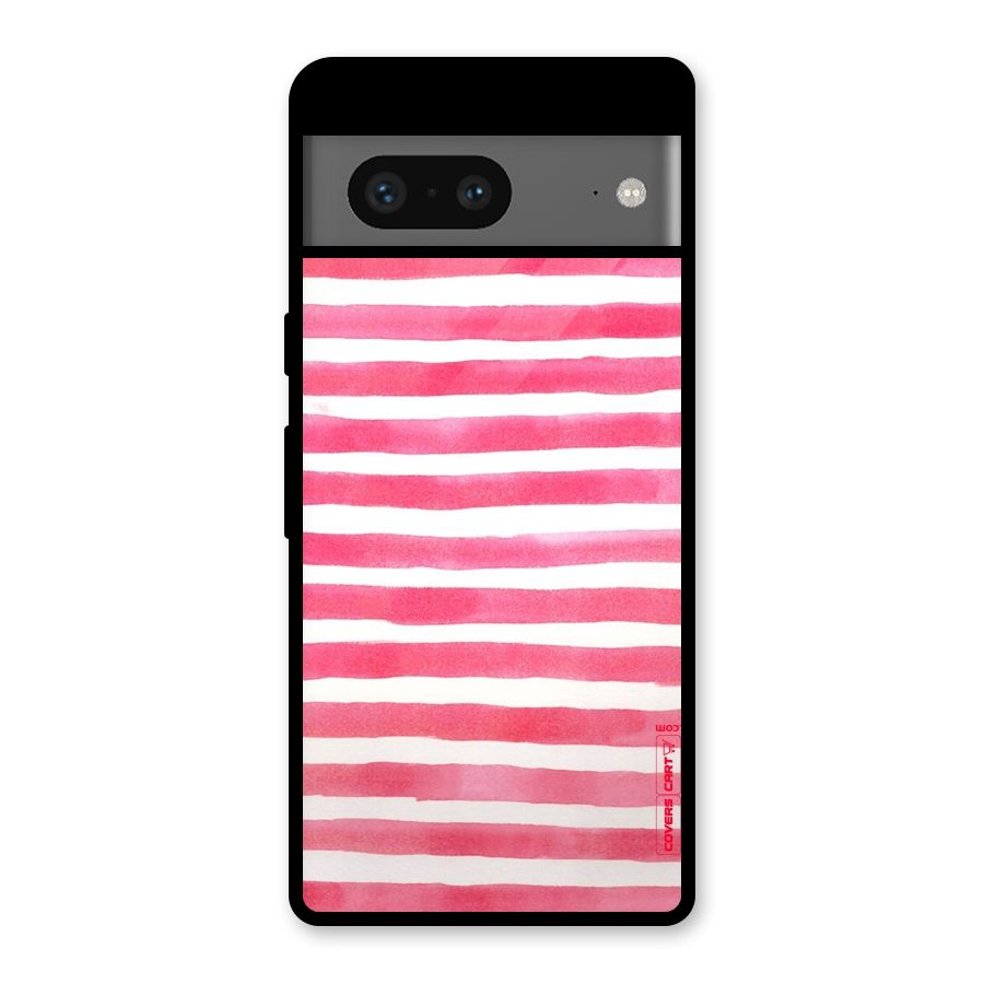 White And Pink Stripes Glass Back Case for Google Pixel 7