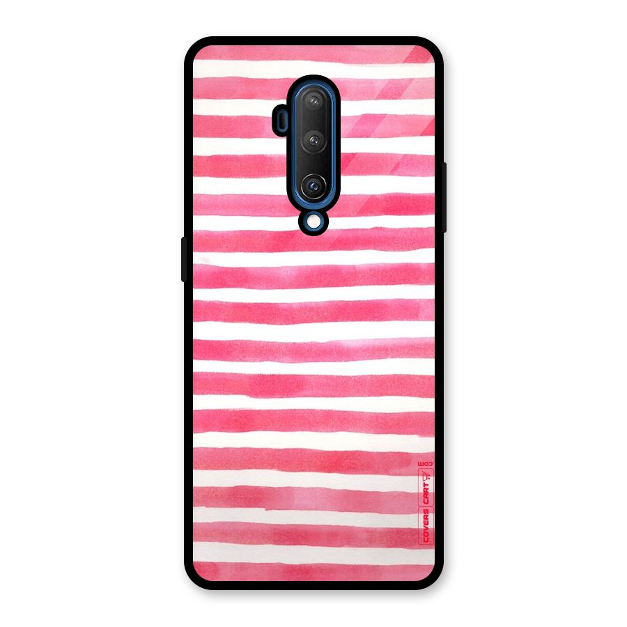 White And Pink Stripes Glass Back Case for OnePlus 7T Pro