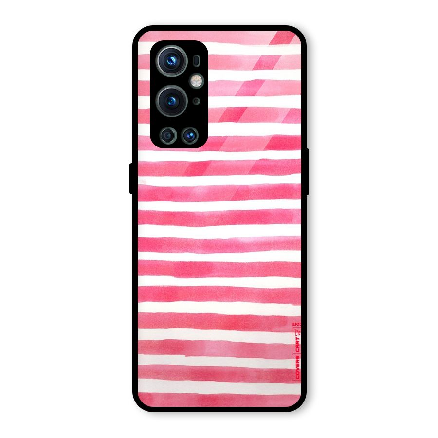 White And Pink Stripes Glass Back Case for OnePlus 9 Pro