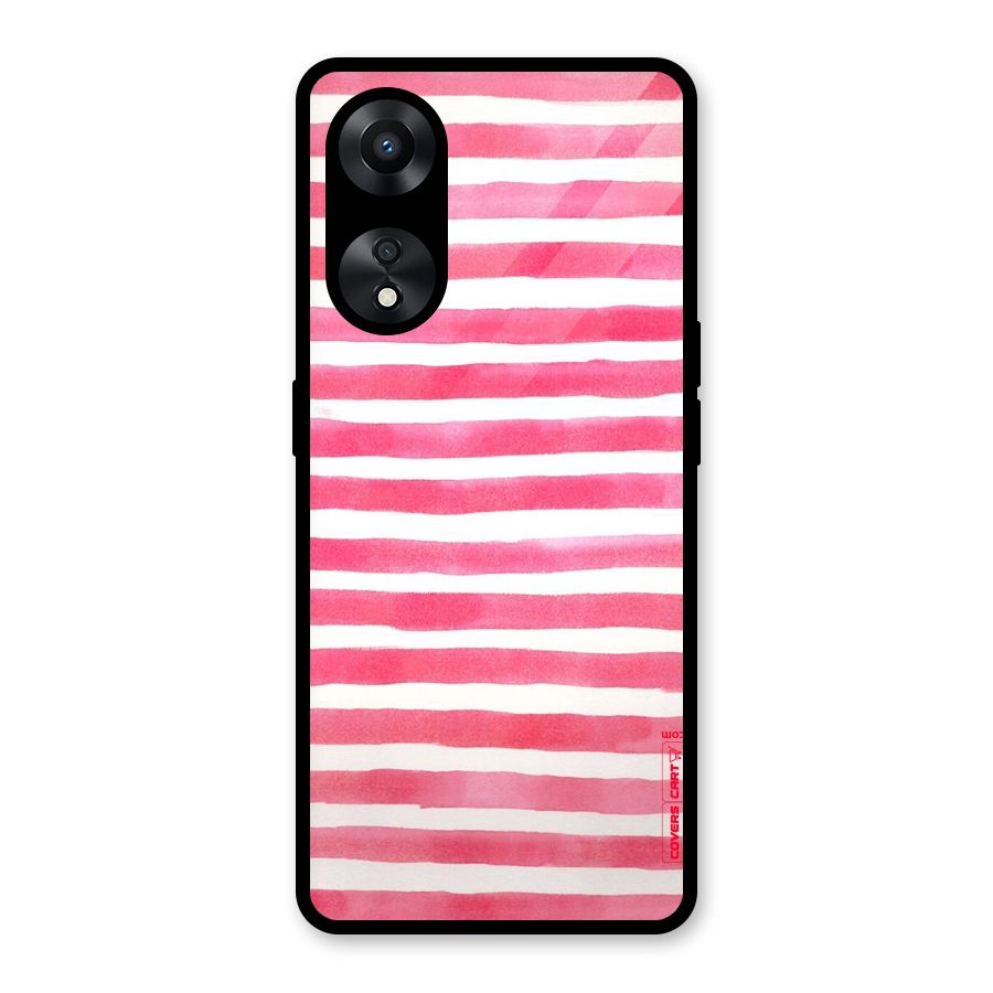 White And Pink Stripes Glass Back Case for Oppo A78