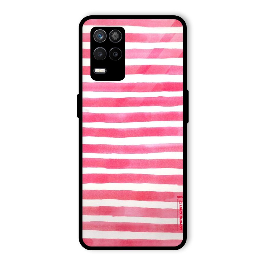 White And Pink Stripes Glass Back Case for Realme 9 5G