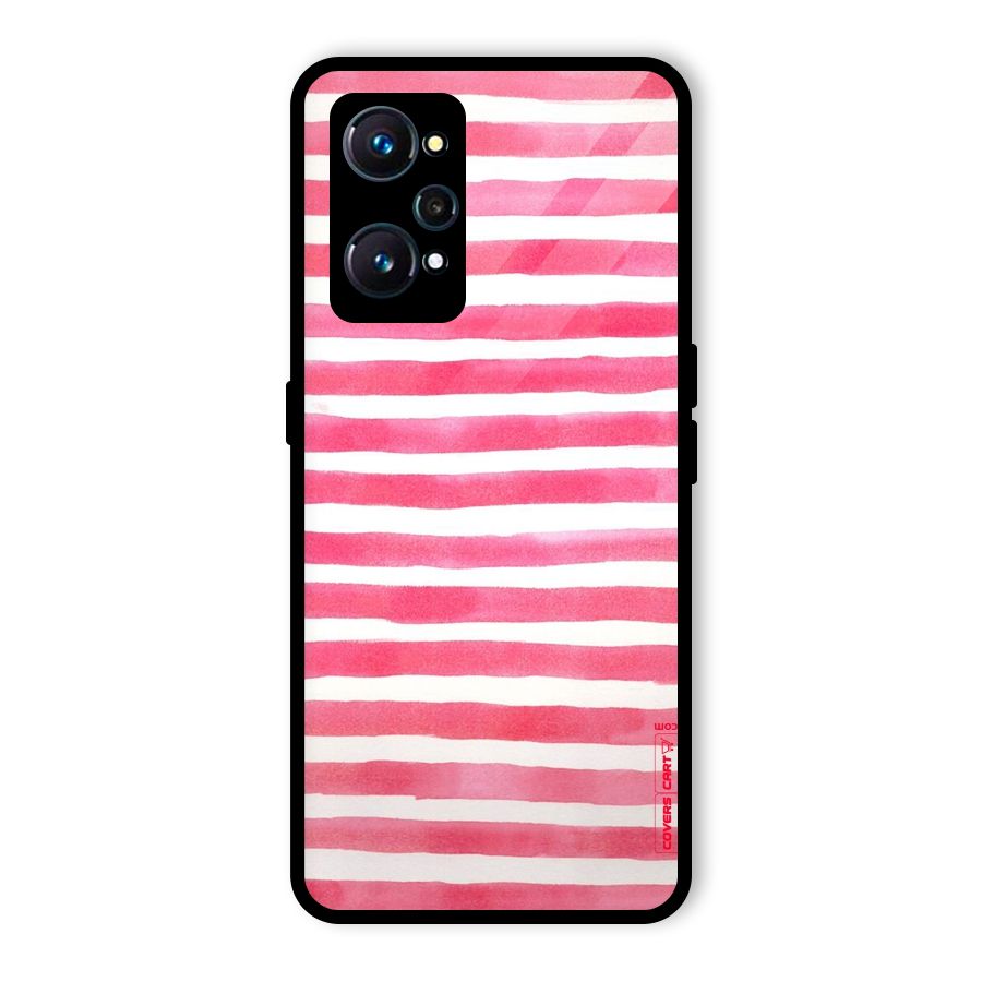 White And Pink Stripes Glass Back Case for Realme GT 2