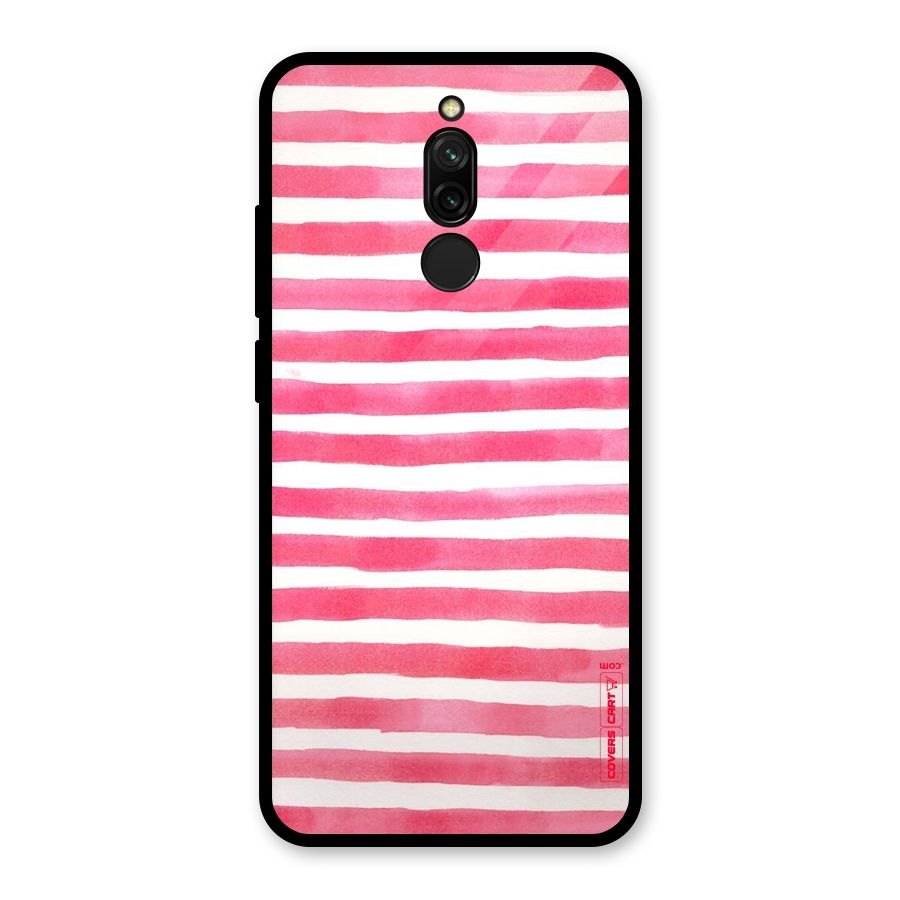 White And Pink Stripes Glass Back Case for Redmi 8