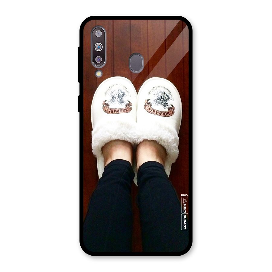 White Feets Glass Back Case for Galaxy M30
