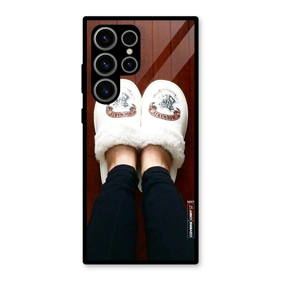 White Feets Glass Back Case for Galaxy S23 Ultra