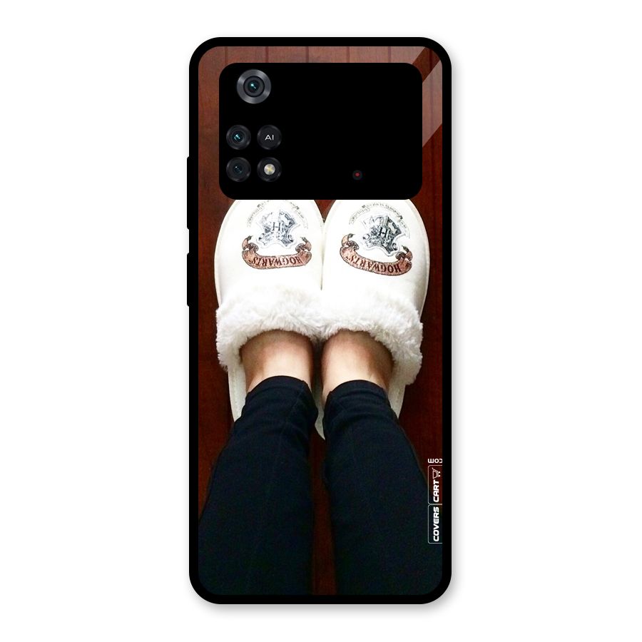 White Feets Glass Back Case for Poco M4 Pro 4G