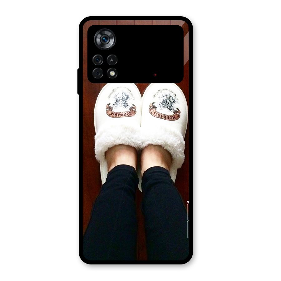 White Feets Glass Back Case for Poco X4 Pro 5G