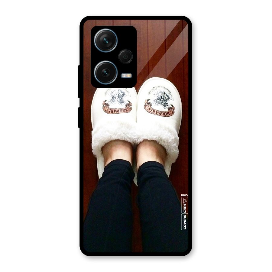 White Feets Glass Back Case for Redmi Note 12 Pro Plus 5G