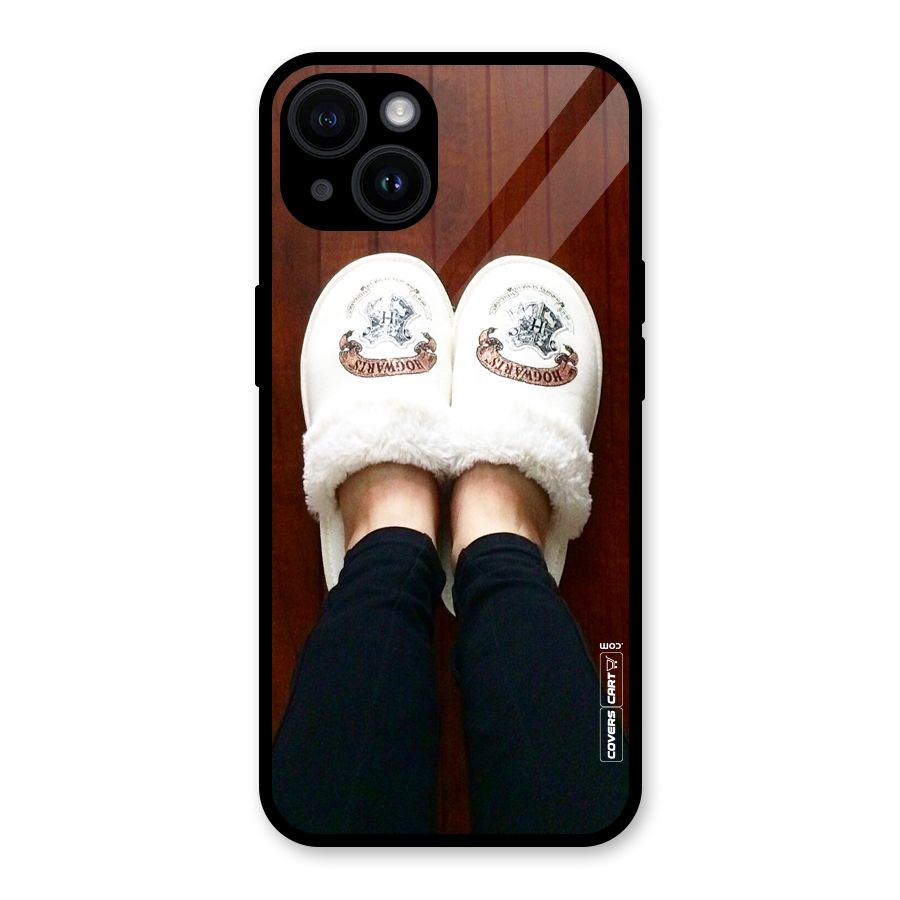 White Feets Glass Back Case for iPhone 14
