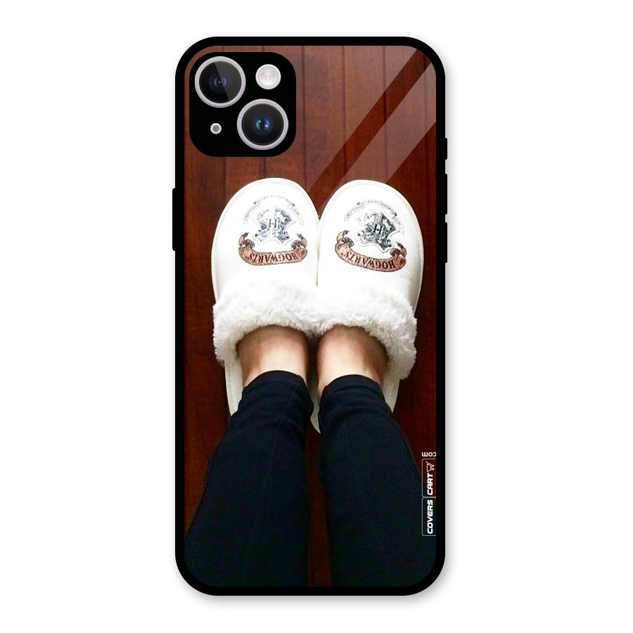 White Feets Glass Back Case for iPhone 14 Plus