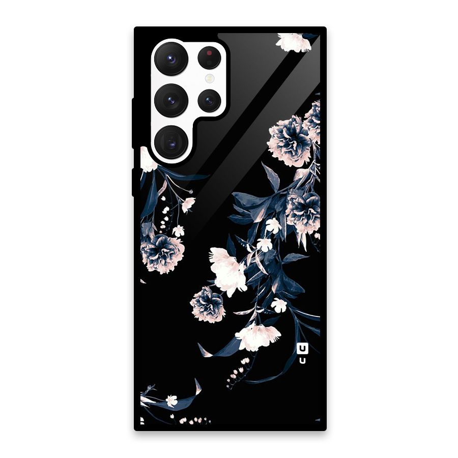 White Flora Glass Back Case for Galaxy S22 Ultra 5G