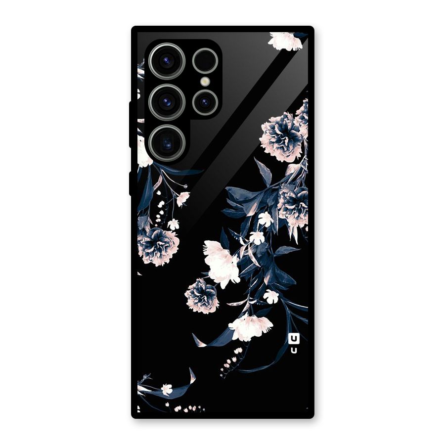White Flora Glass Back Case for Galaxy S23 Ultra