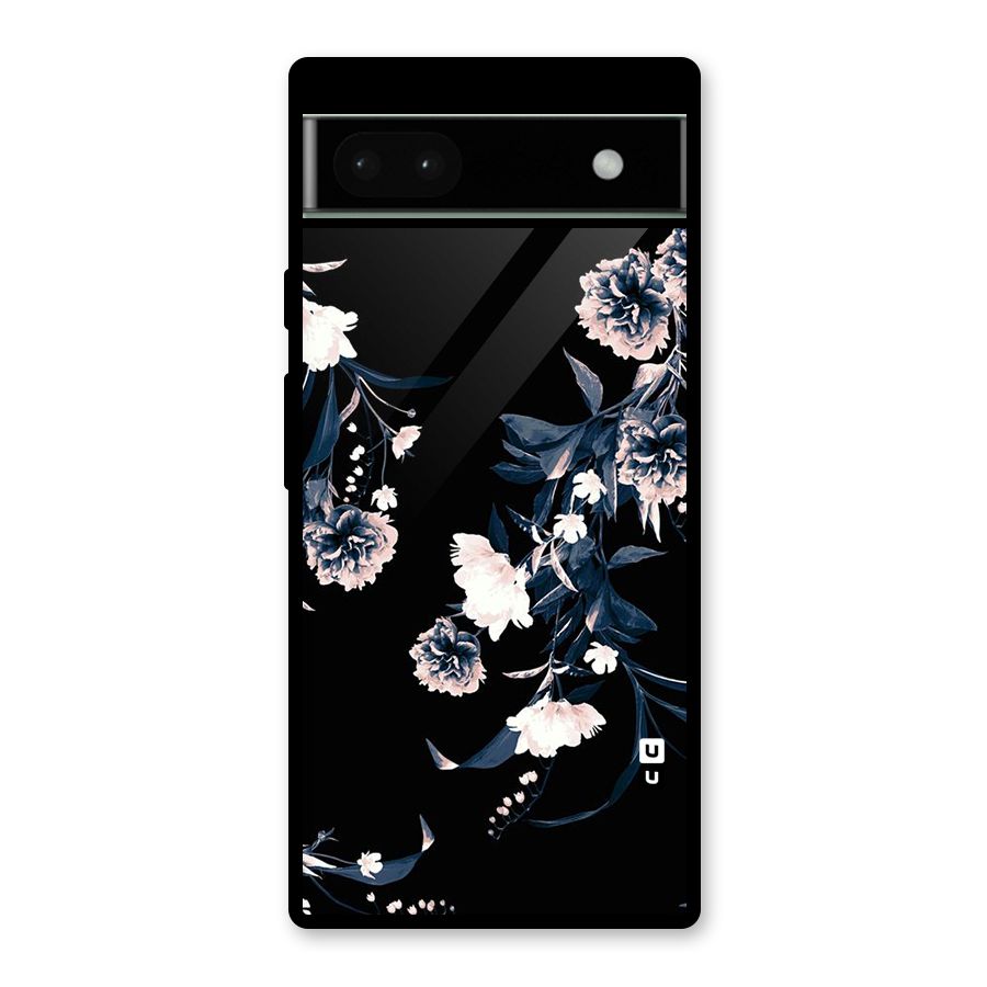 White Flora Glass Back Case for Google Pixel 6a