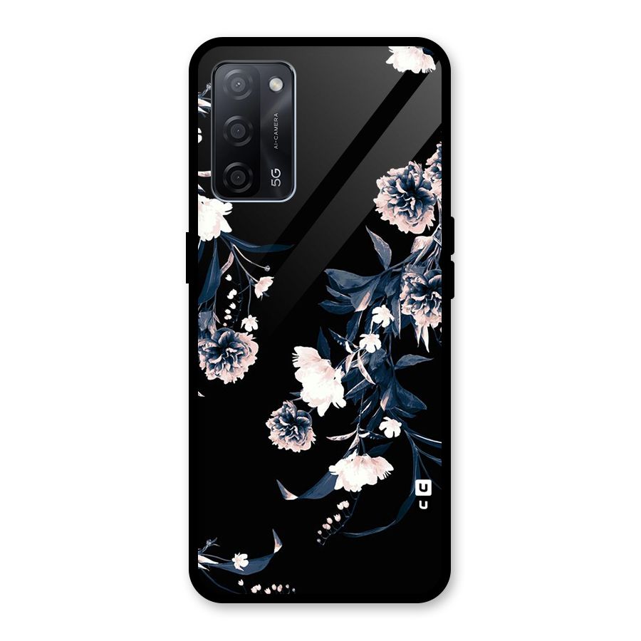 White Flora Glass Back Case for Oppo A53s 5G
