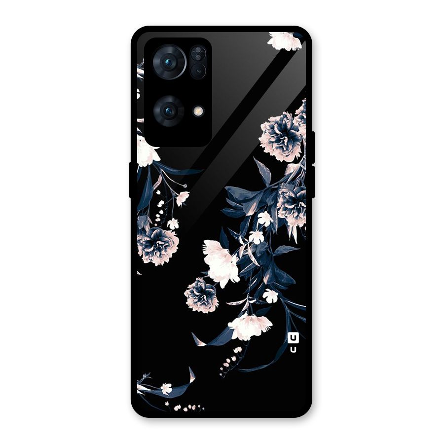 White Flora Glass Back Case for Oppo Reno7 Pro 5G