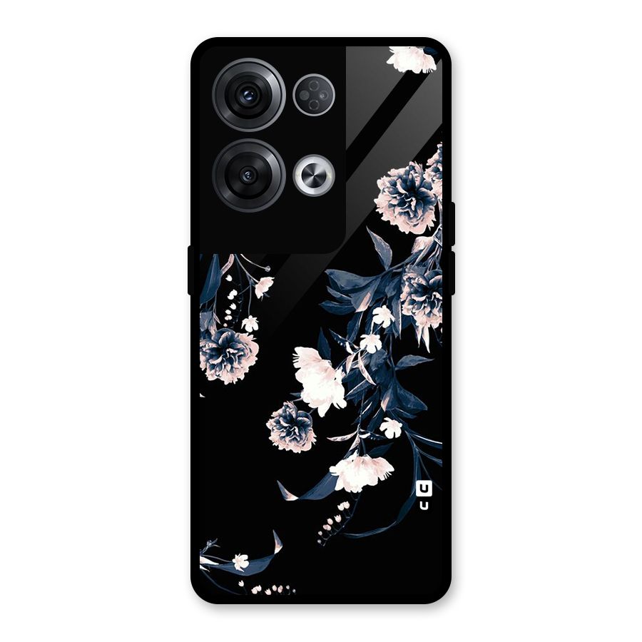 White Flora Glass Back Case for Oppo Reno8 Pro 5G