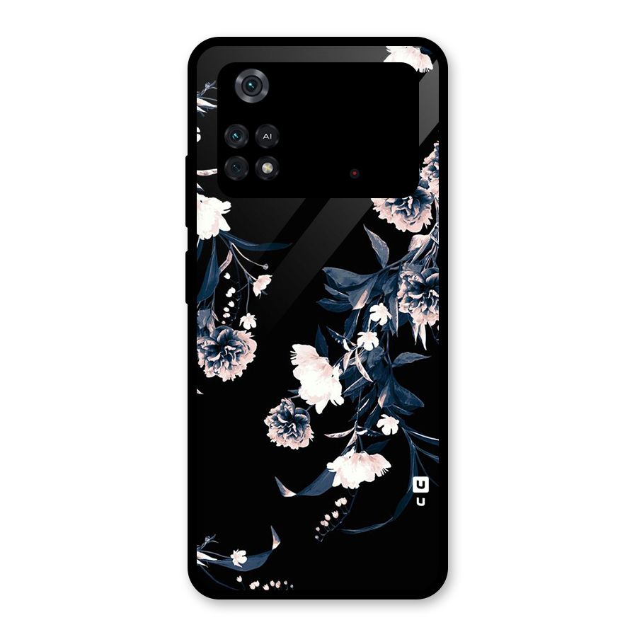 White Flora Glass Back Case for Poco M4 Pro 4G