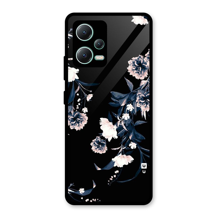 White Flora Glass Back Case for Redmi Note 12 5G