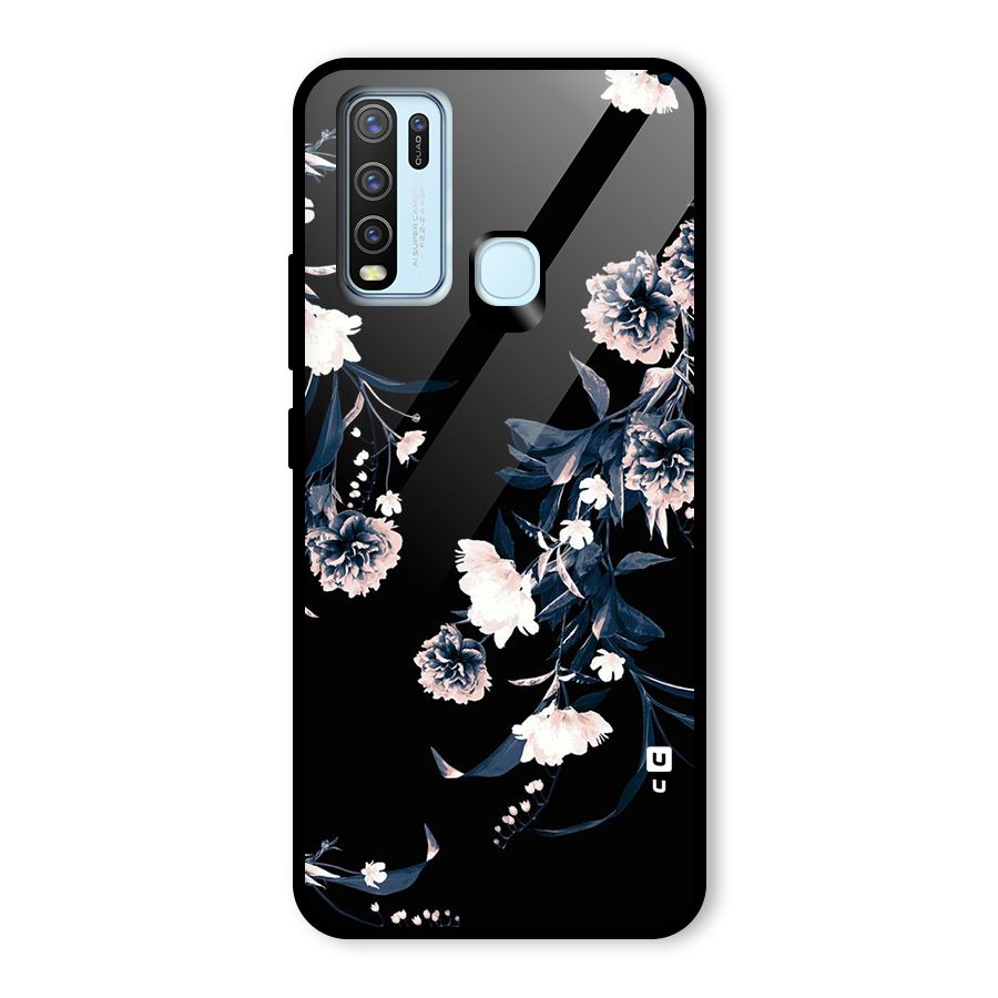 White Flora Glass Back Case for Vivo Y30
