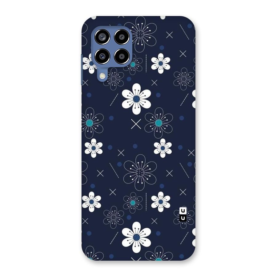 White Floral Shapes Back Case for Galaxy M53 5G
