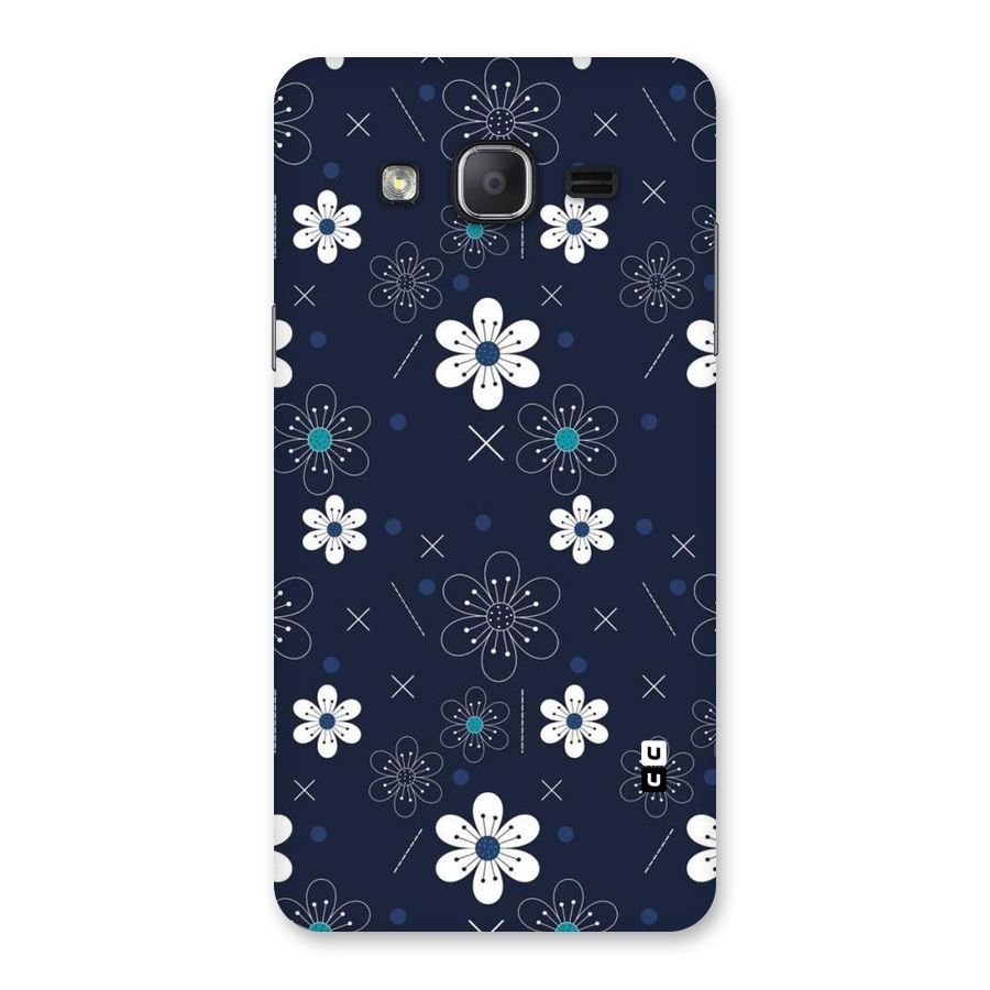 White Floral Shapes Back Case for Galaxy On7 2015