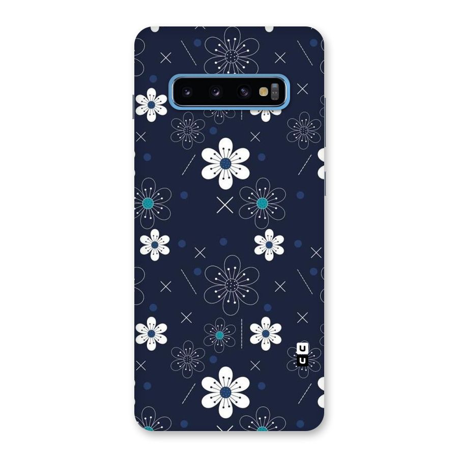 White Floral Shapes Back Case for Galaxy S10 Plus
