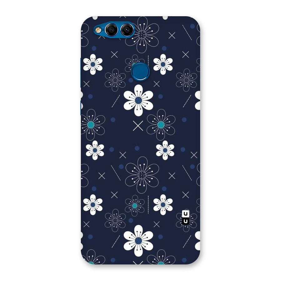White Floral Shapes Back Case for Honor 7X