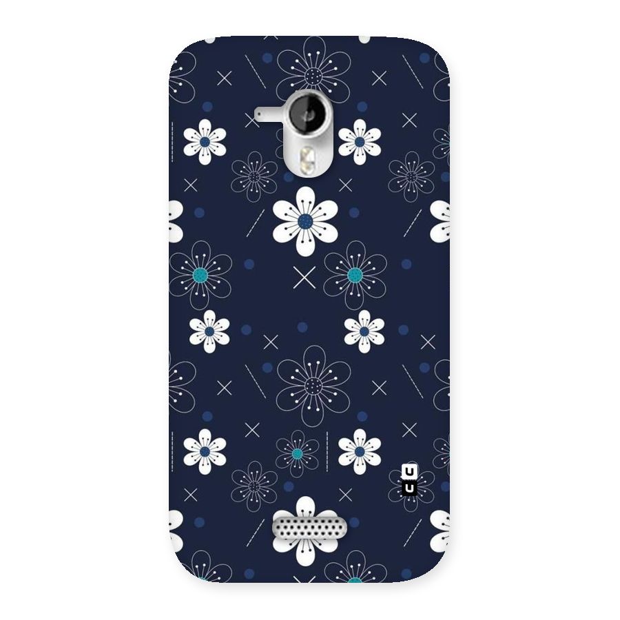 White Floral Shapes Back Case for Micromax Canvas HD A116