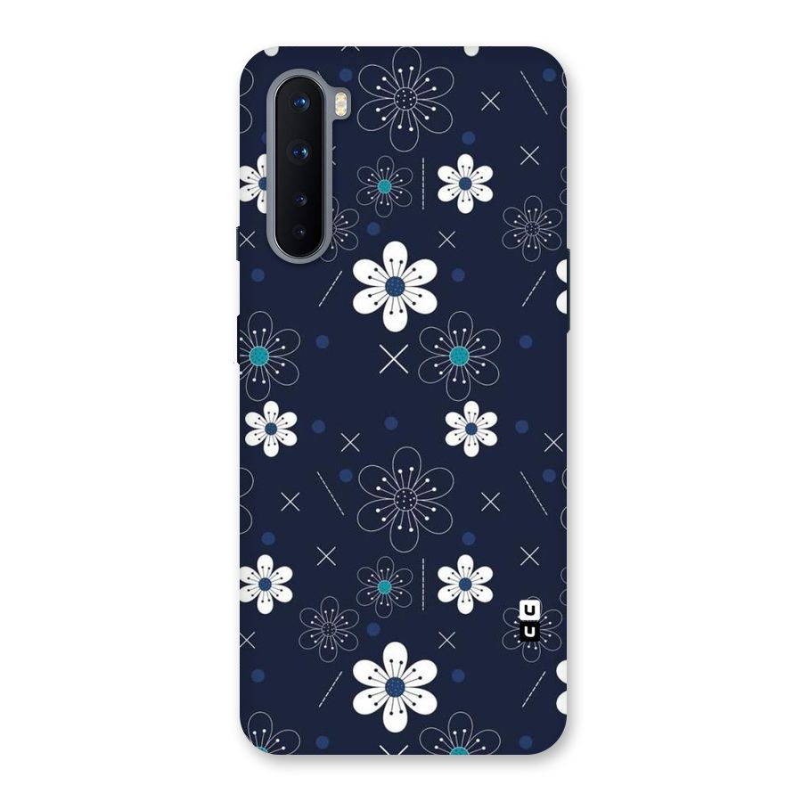 White Floral Shapes Back Case for OnePlus Nord