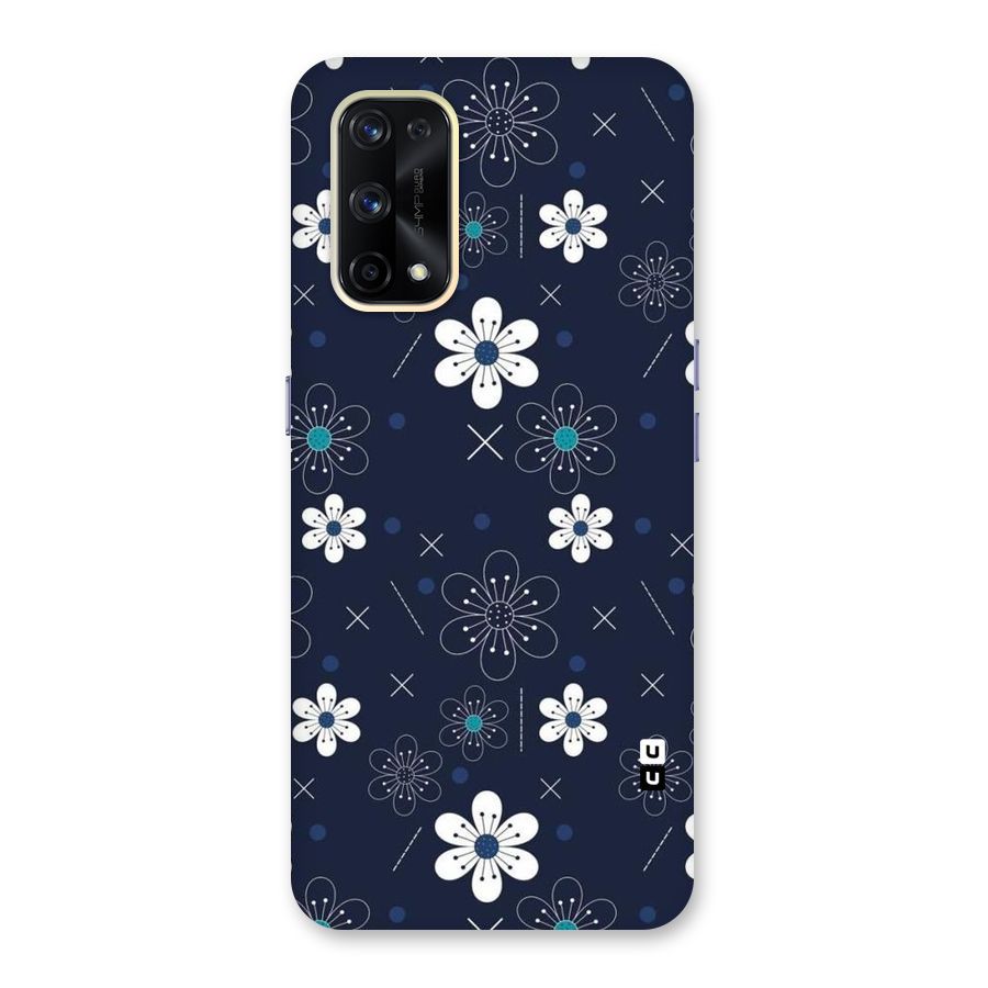 White Floral Shapes Glass Back Case for Realme X7 Pro