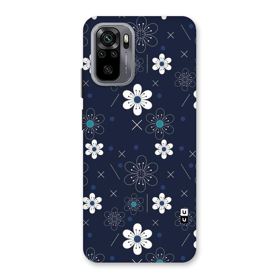 White Floral Shapes Back Case for Redmi Note 10