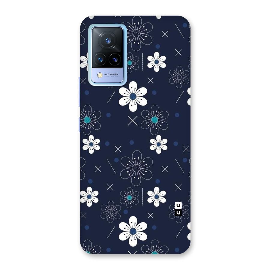 White Floral Shapes Back Case for Vivo V21 5G