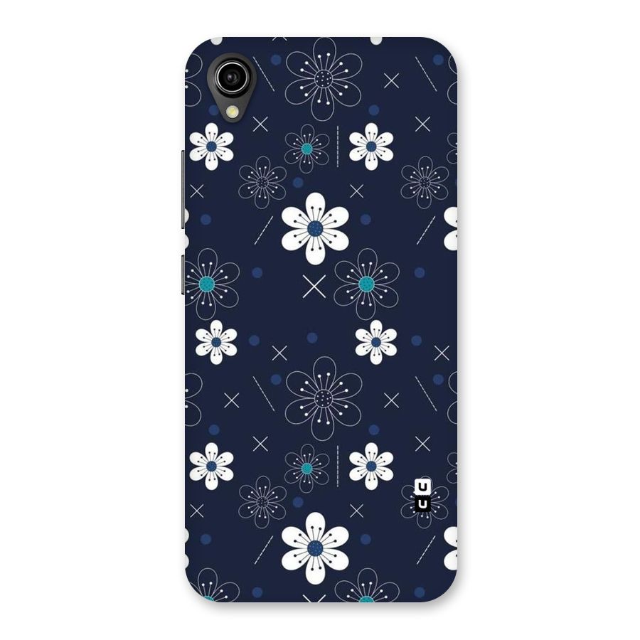 White Floral Shapes Back Case for Vivo Y90