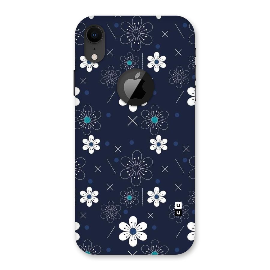 White Floral Shapes Back Case for iPhone XR Logo Cut
