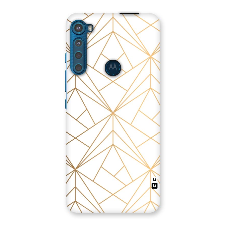 White Golden Zig Zag Back Case for Motorola One Fusion Plus