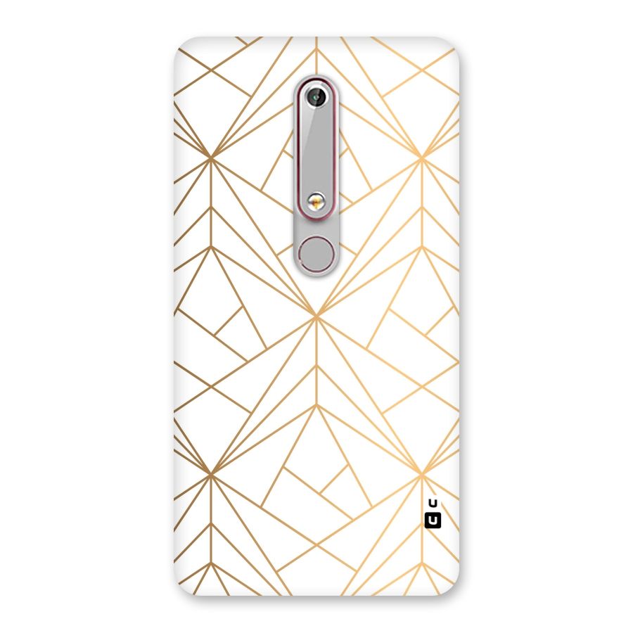 White Golden Zig Zag Back Case for Nokia 6.1