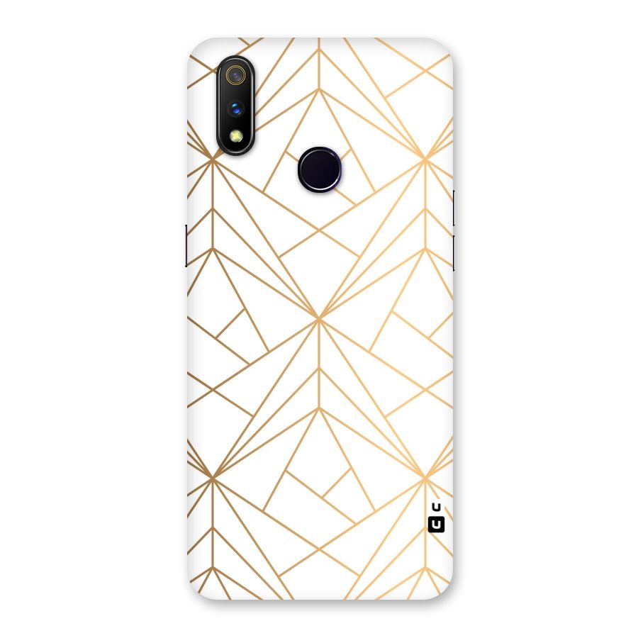 White Golden Zig Zag Back Case for Realme 3 Pro