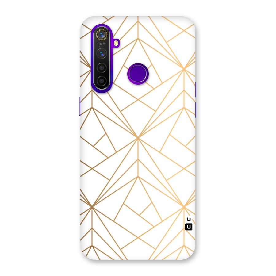White Golden Zig Zag Back Case for Realme 5 Pro