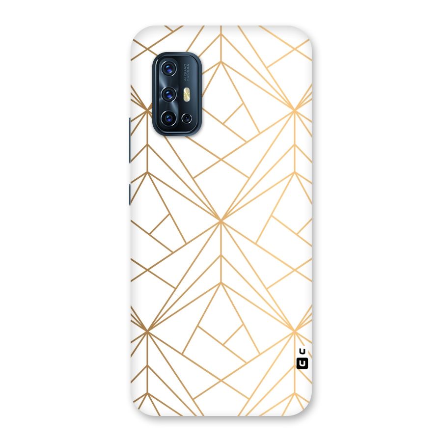 White Golden Zig Zag Back Case for Vivo V17