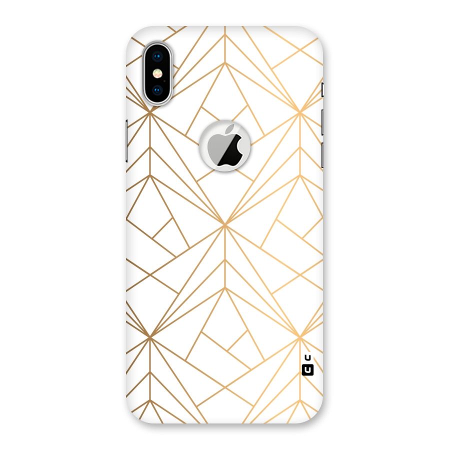 White Golden Zig Zag Back Case for iPhone XS Logo Cut