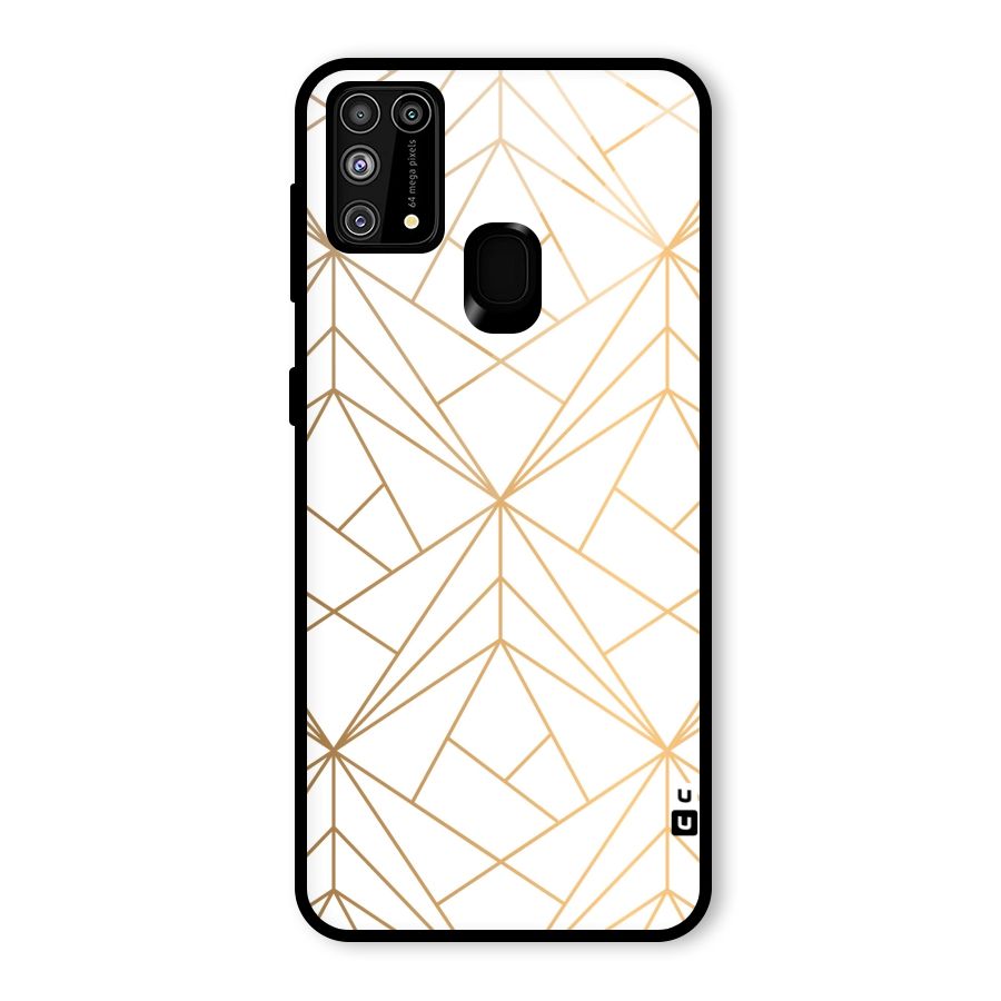 White Golden Zig Zag Glass Back Case for Galaxy M31