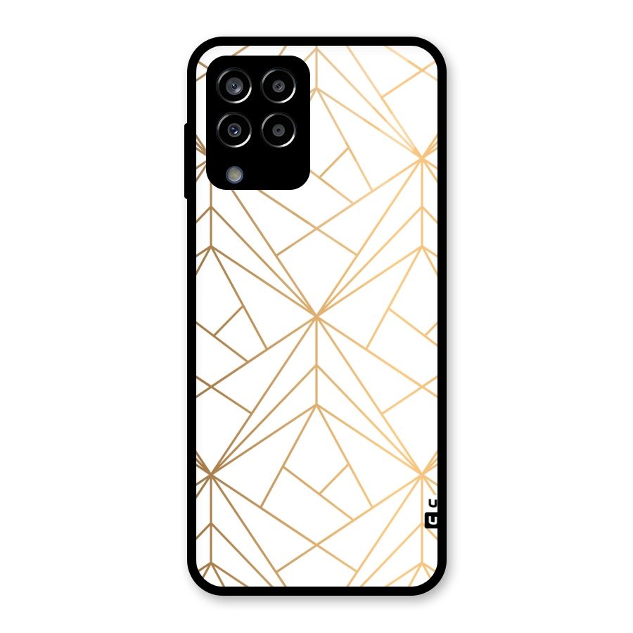 White Golden Zig Zag Glass Back Case for Galaxy M33