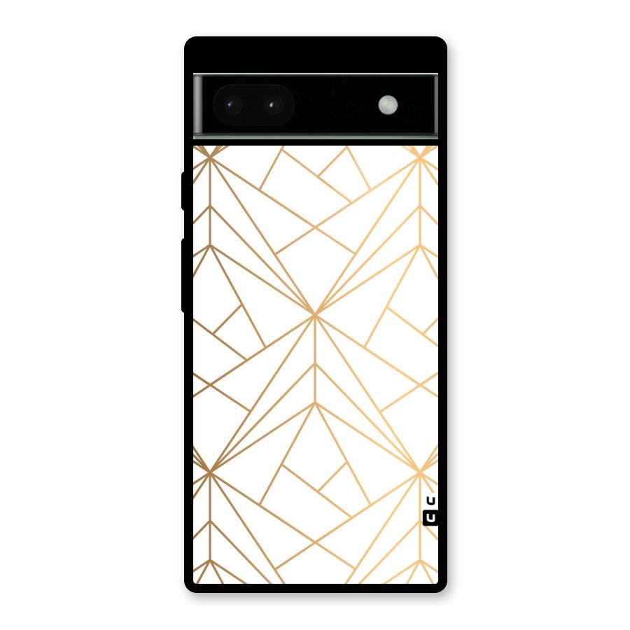 White Golden Zig Zag Glass Back Case for Google Pixel 6a