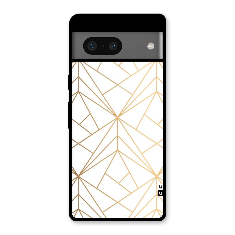White Golden Zig Zag Glass Back Case for Google Pixel 7